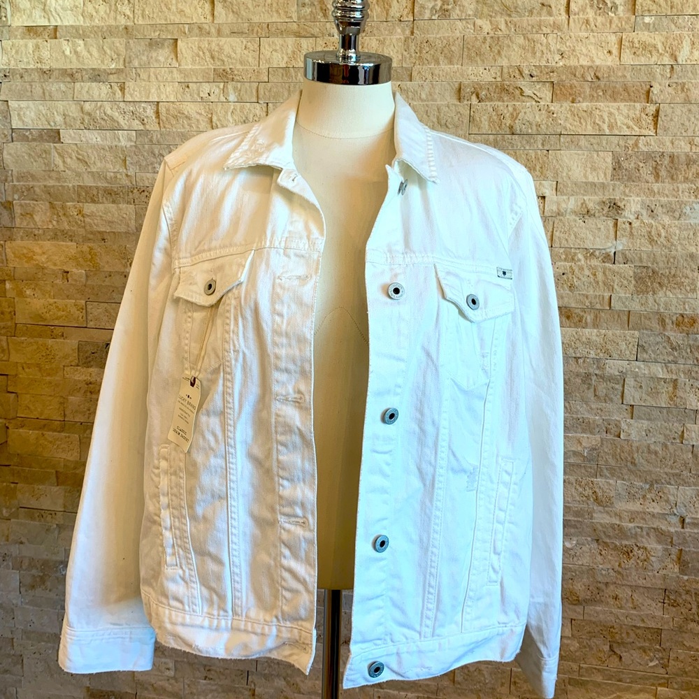 Lucky Brand Distressed White Jean Jacket